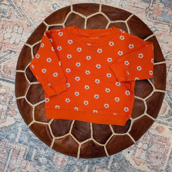 Orange Floral Waffle Top - Picture 1 of 3